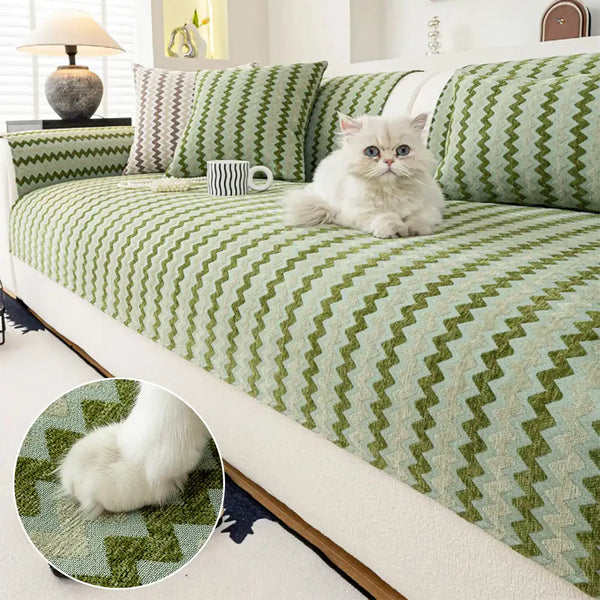 Chenille Art Corrugated Breatable No-Slip Couch Cover Coach