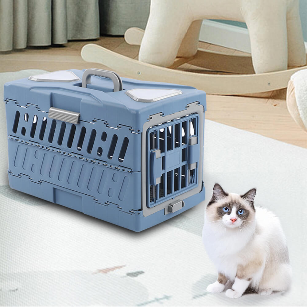 Collapsible Breathable Hard Pet Carrier for Small Dogs and Cats