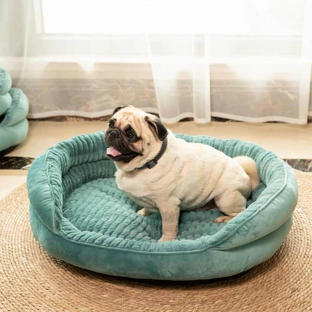 Plush Comfort Round Supportive Bolster Dog & Cat Bed