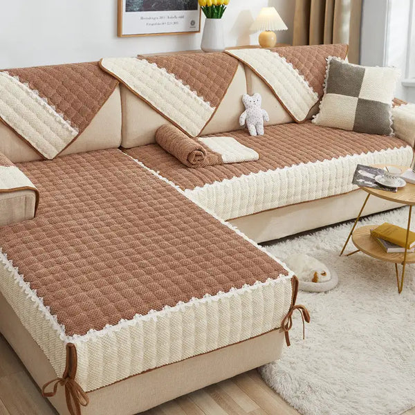 Corduroy Warm Scratch Resistant Sofa Protective Couch Cover