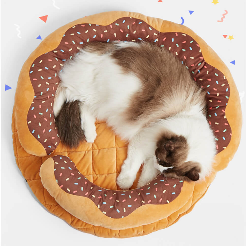 Donut Shaped Multi-Purpose Washable Dog & Cat Bed with Squeaky Pillow