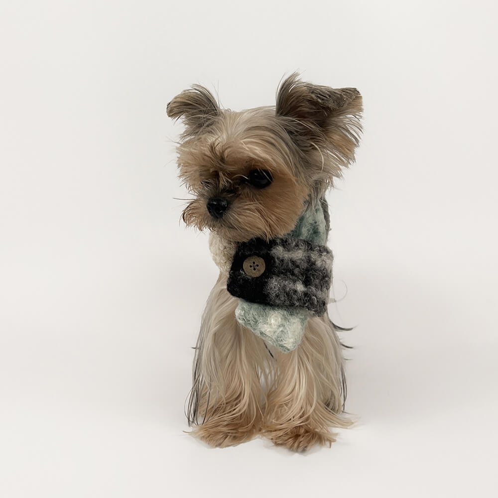 Fashionable Plaid Color Block Plush Warm Pet Scarf