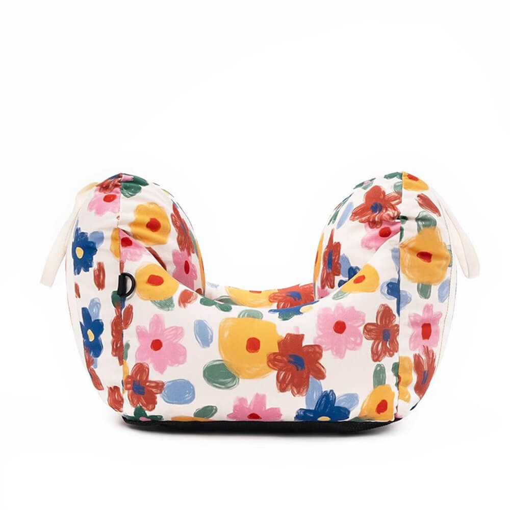 Hand-Painted Floral Pet Travel Safety Dog Car Seat Bed