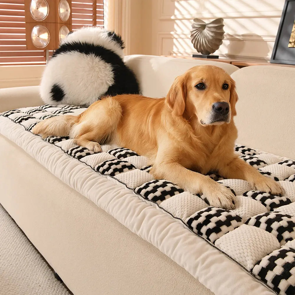 Handmade Plush Checkerboard Pet Mat Comfortable Couch Cover