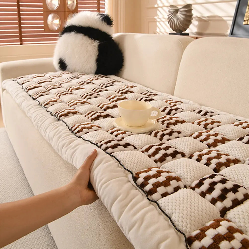 Handmade Plush Checkerboard Pet Mat Comfortable Couch Cover