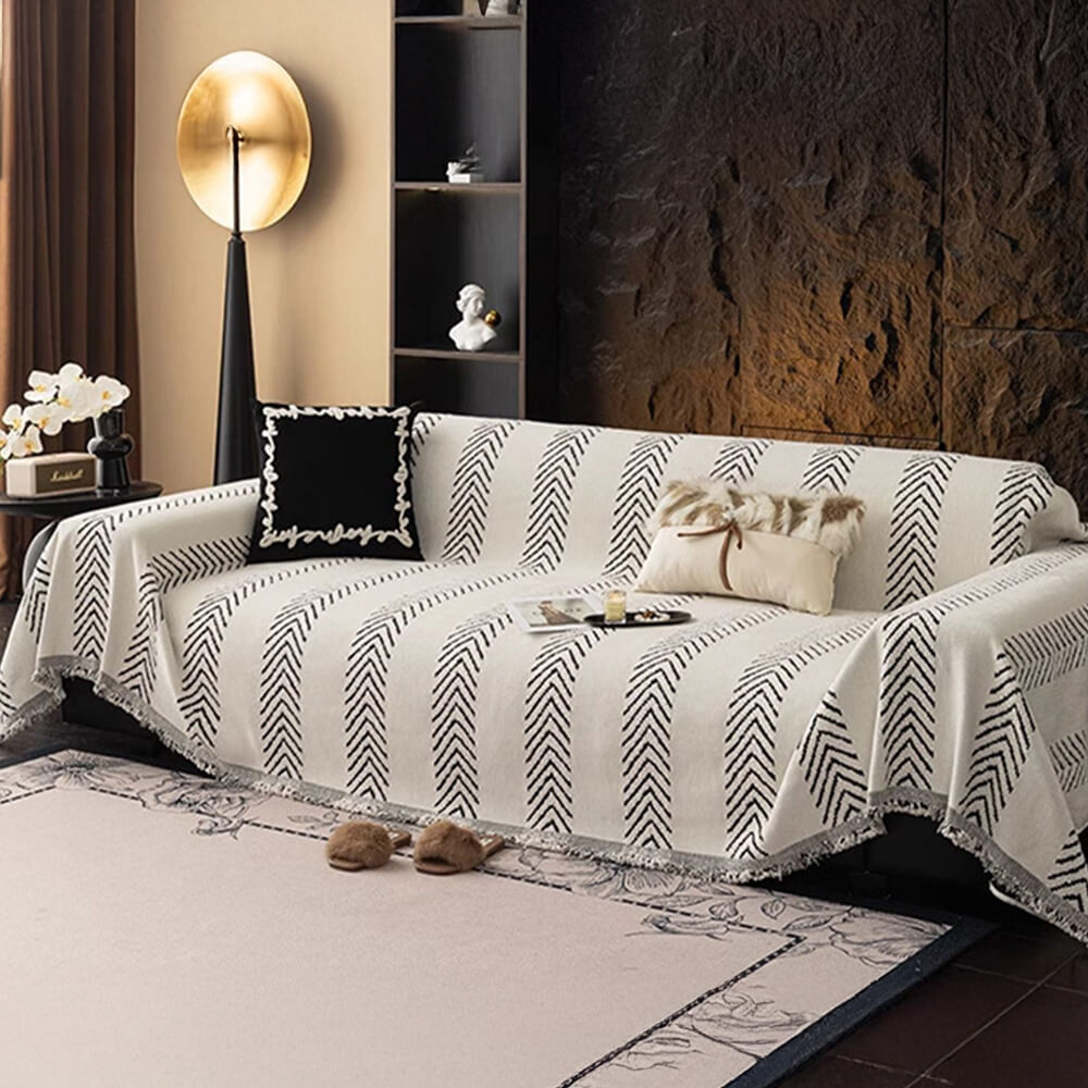 Herringbone Chenille Durable Lanzar una cubierta del sofá con costuras de patrón sin costuras