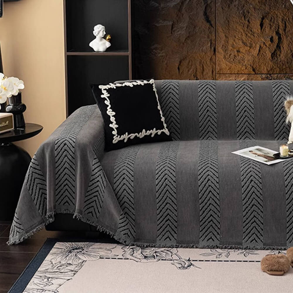 Herringbone Chenille Durable Lanzar una cubierta del sofá con costuras de patrón sin costuras
