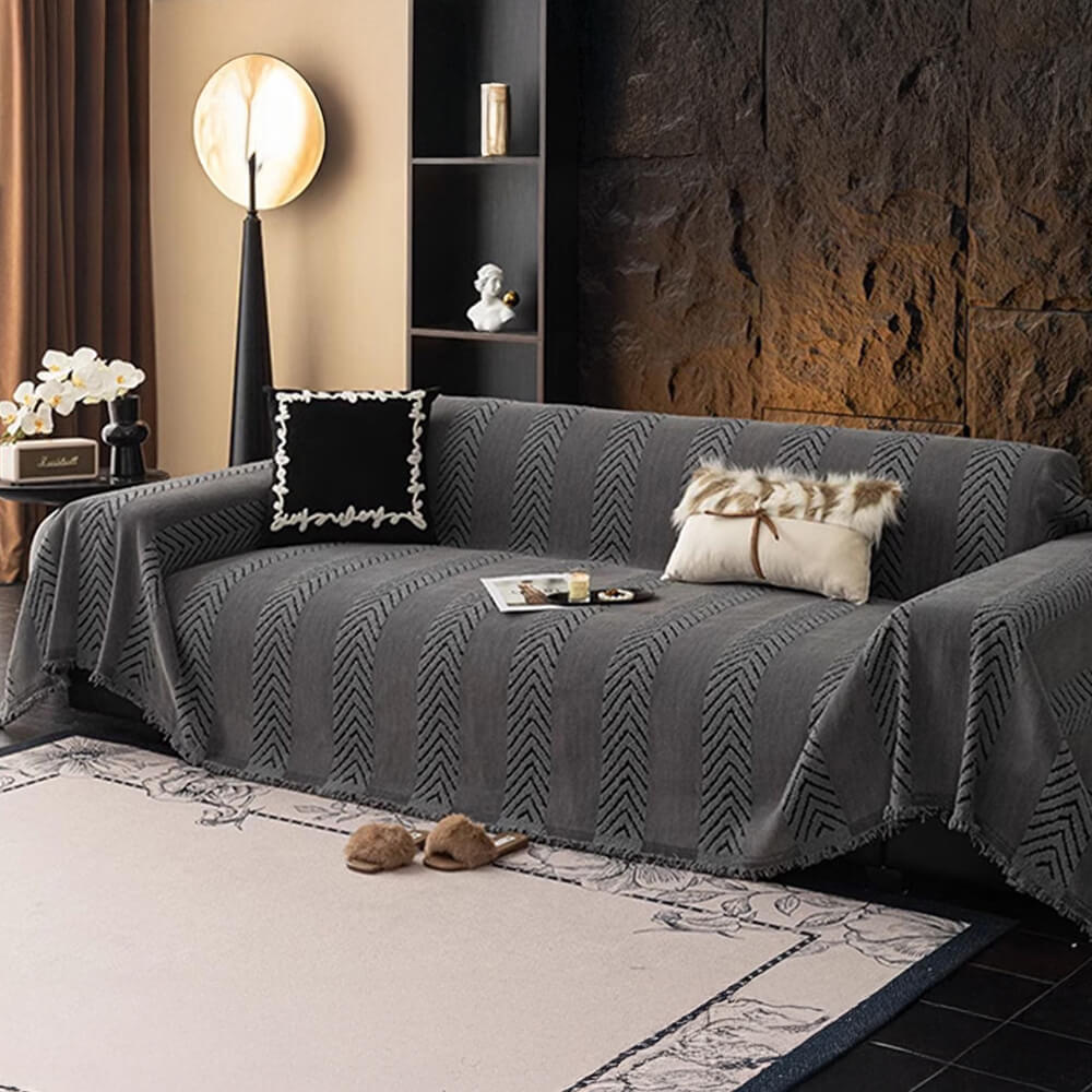Herringbone Chenille Durable Lanzar una cubierta del sofá con costuras de patrón sin costuras