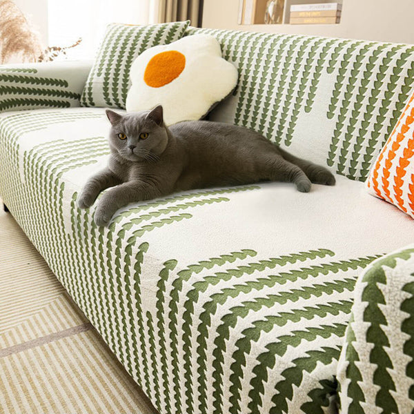 Herringbone Cozy Full-Wrap Stretch Magic Couch Cover