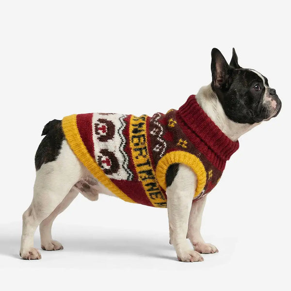 Jacquard Thick-Knit Sleeveless Dog Sweater – Designed for Dachshunds, French Bulldogs & Pugs
