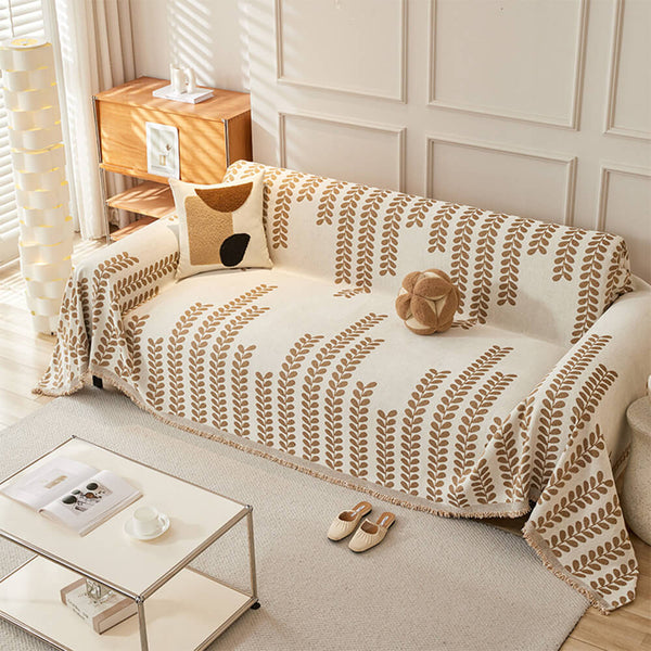 Cubierta del sofá de decoración de tela de tela de chenilla de hoja