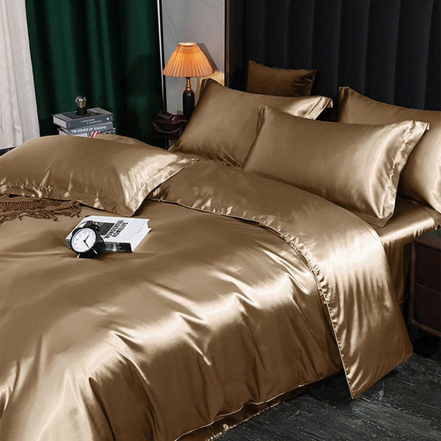 Luxurious Cooling Glossy Double-Sided Satin Bed Sheet Set - FUNNYFUZZY