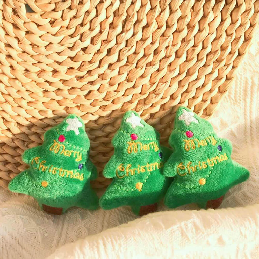 Mini Christmas Tree Squeaky Interactive Chew Plush Dog Toy