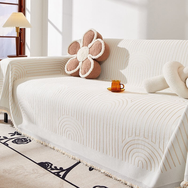 Motif de arco minimalista Tapa de sofá Chenille resistente a los arañazos