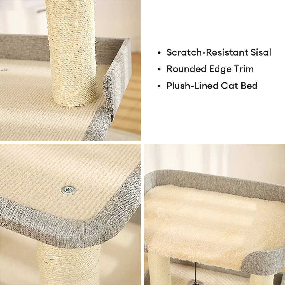 Minimalist Three-Level Step-Style Durable Sisal Cat Tree