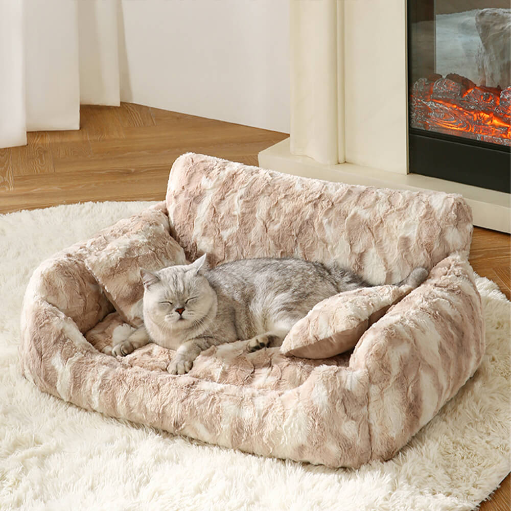 Canapé-lit moderne en marbre chaud et lavable, support orthopédique pour chien et chat