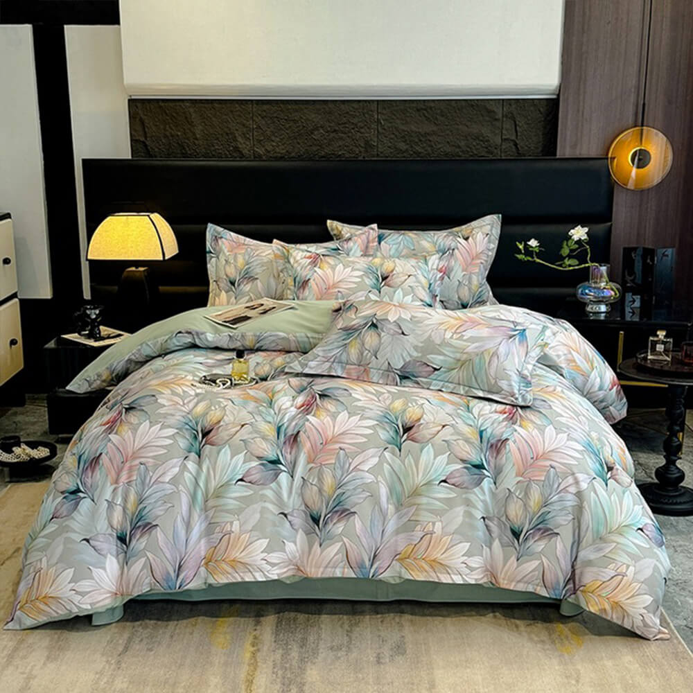 Oil Painting-Style Printed Brushed Cotton Bed Sheet Set