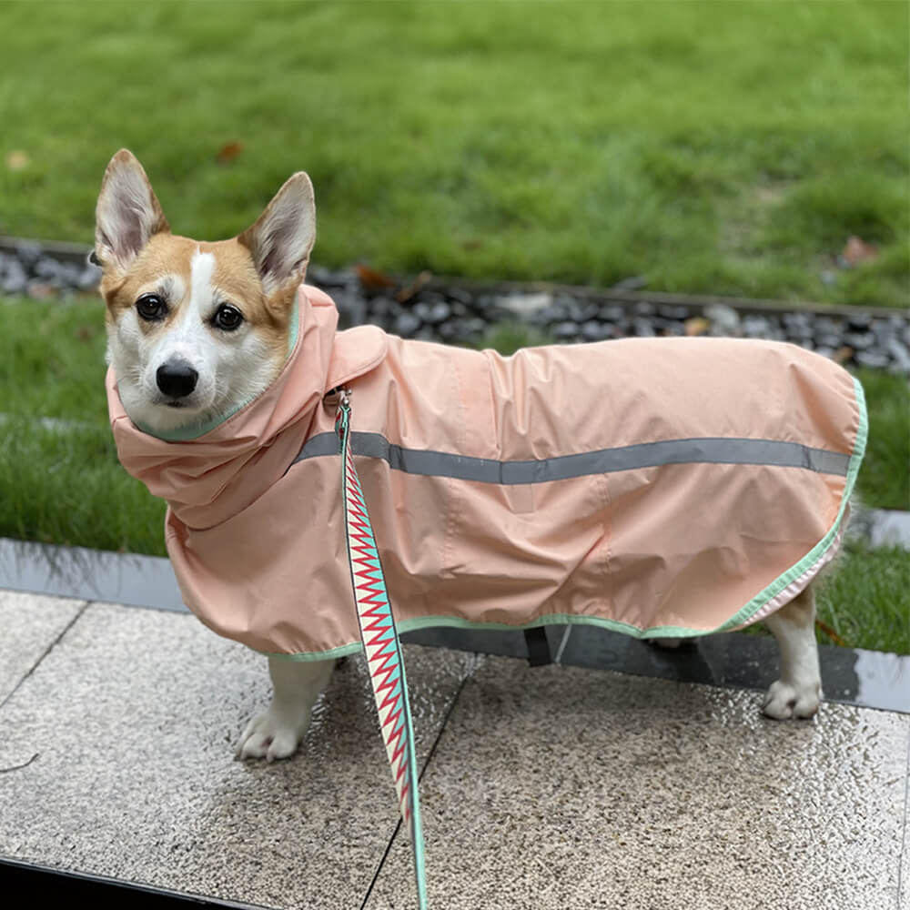 Outdoor Lightweight Waterproof Dog Raincoat with Reflective Strip Hoodie