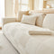 Plush Cream Geometric All Seasons Non-Slip Couch Cover