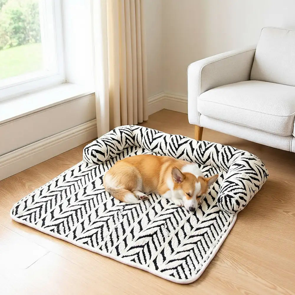 Plush Leaf Jacquard Non-Slip Pet Mat Pet Bed
