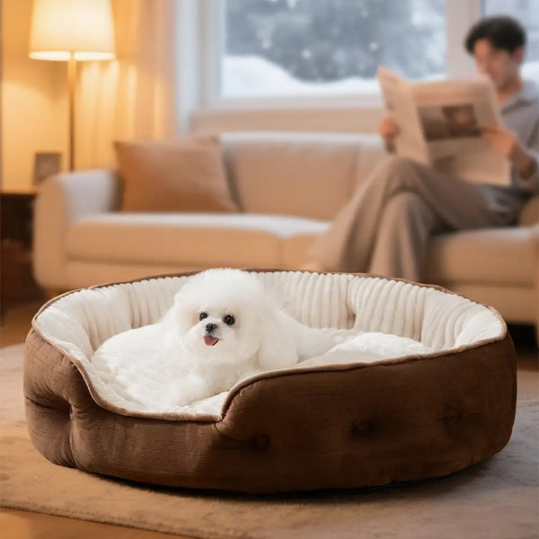 Plush Warm Comfortable Round Deep Sleep Dog Bed