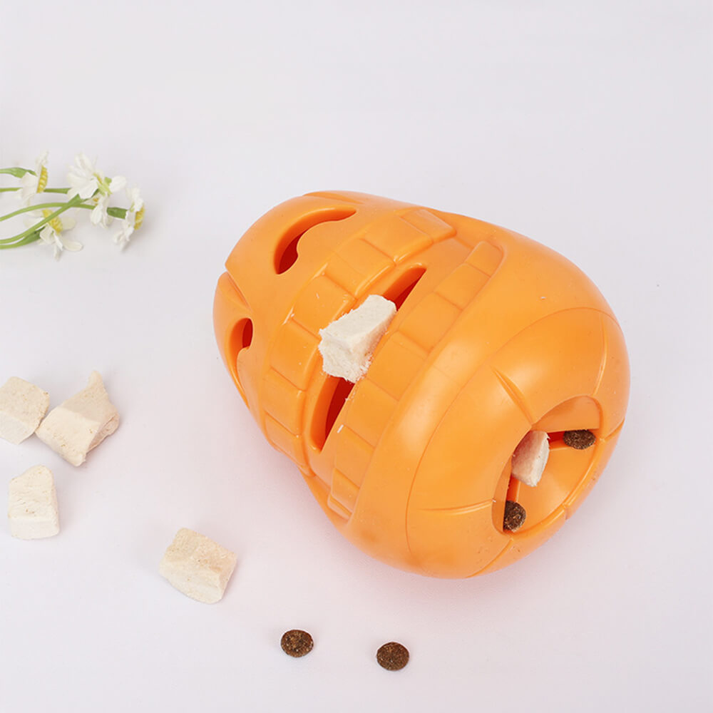 Juguete dispensador de golosinas para perros de calabaza, juguete interactivo para masticar