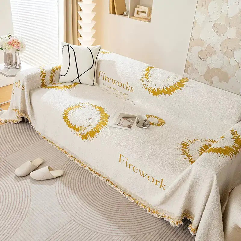 Simple Double-Sided Plush Yarn Scratch-Resistant Comfortable Couch Cover - Fireworks