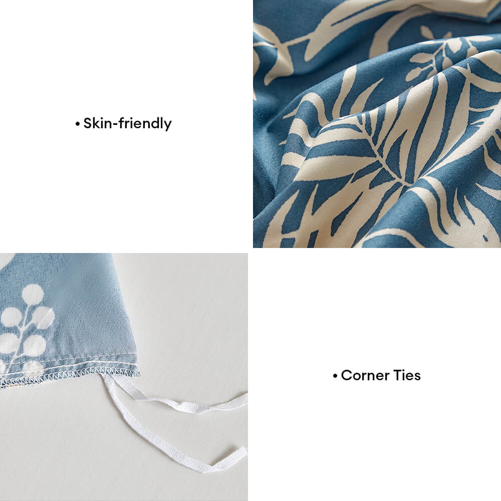 Simplistic Leaf Pattern Skin-Friendly Breathable Comforter Set with Pillowcases