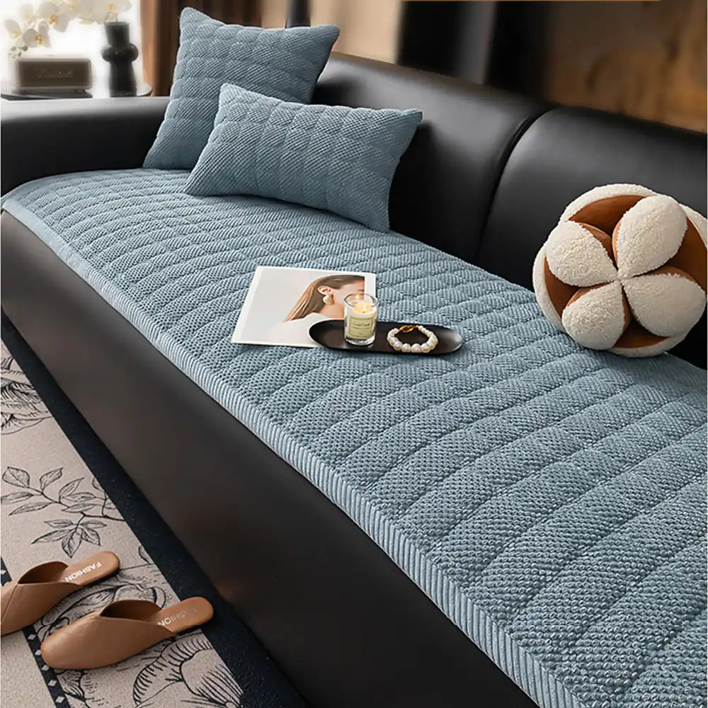 Square Corduroy Anti-Scratch Fabric Pet Friendly Non-Slip Couch Cover