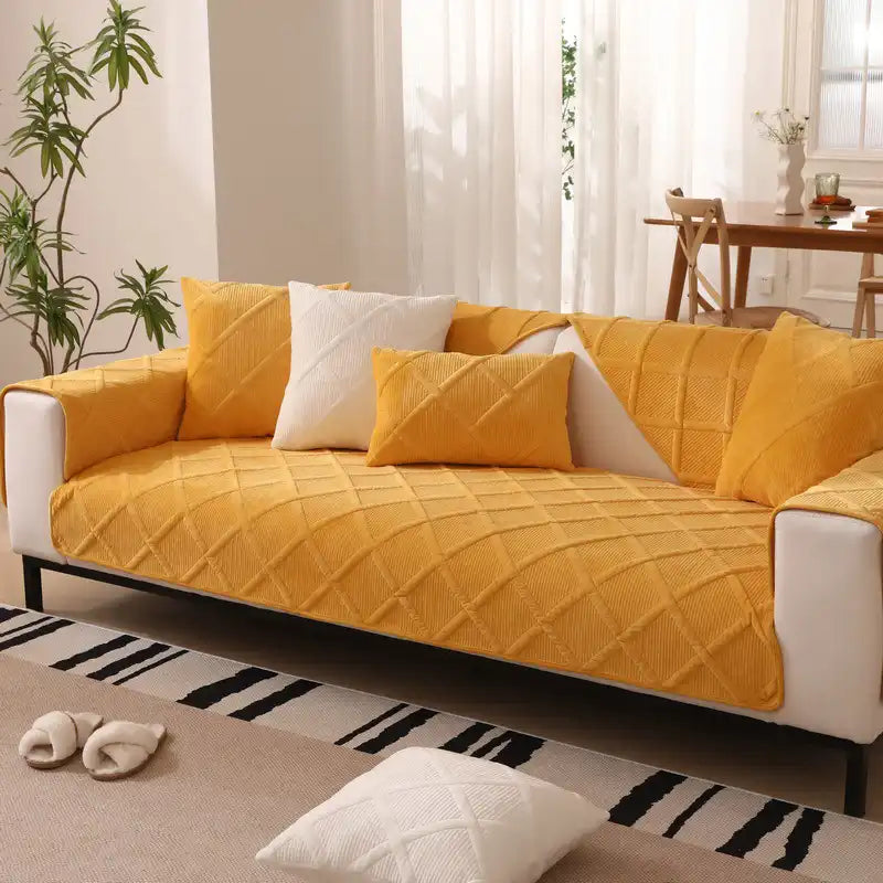 Velvety Soft Short Plush Modern Interiors Couch Cover