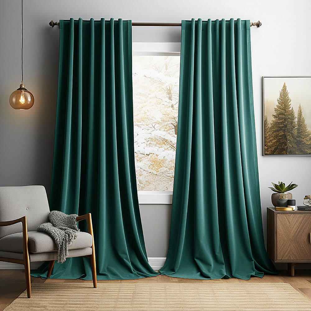 Vintage Solid Velvet Thermal Insulated Blackout Curtains