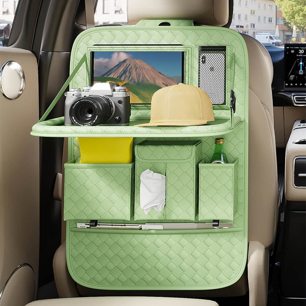 Woven Eco-Friendly Car Back Seat Foldable Storage Hanging Bag with Tray Table