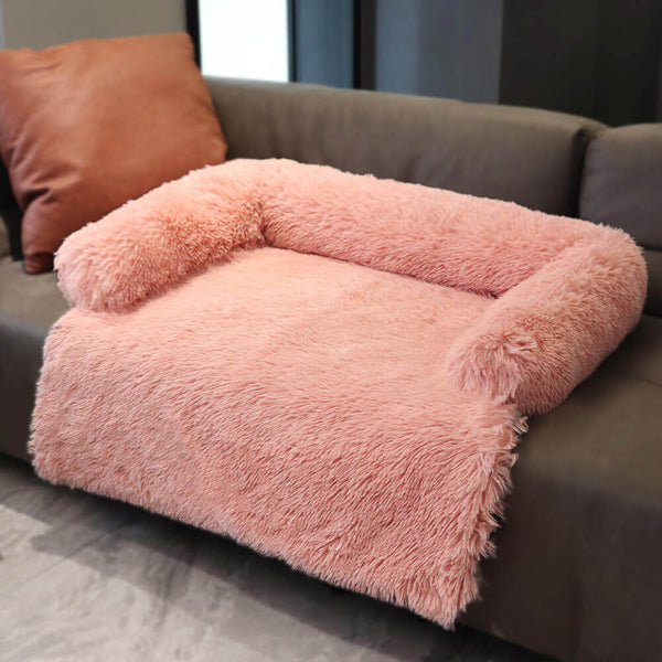 Calming Furniture Protector Dog Bed - Fuzzy Backrest - FUNNYFUZZY
