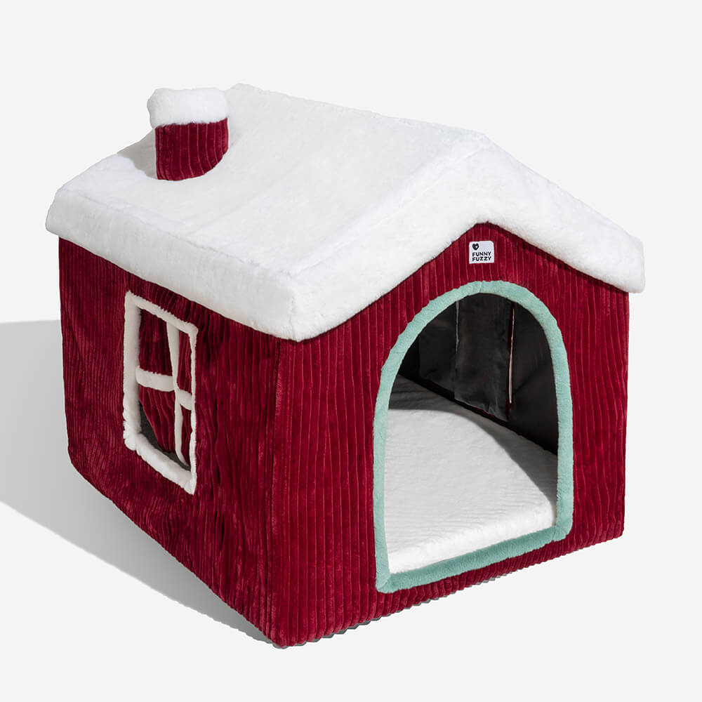 Casa de nieve de pan de jengibre, tienda para mascotas, casa para perros grande desmontable