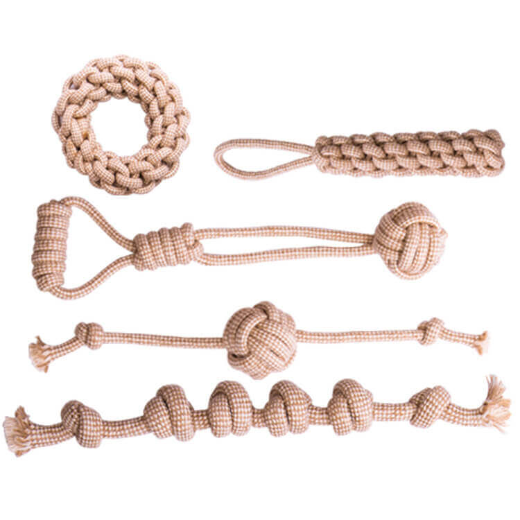 Linen Cotton Rope Toy Set Teeth Cleaning Interactive Chew Dog Toy