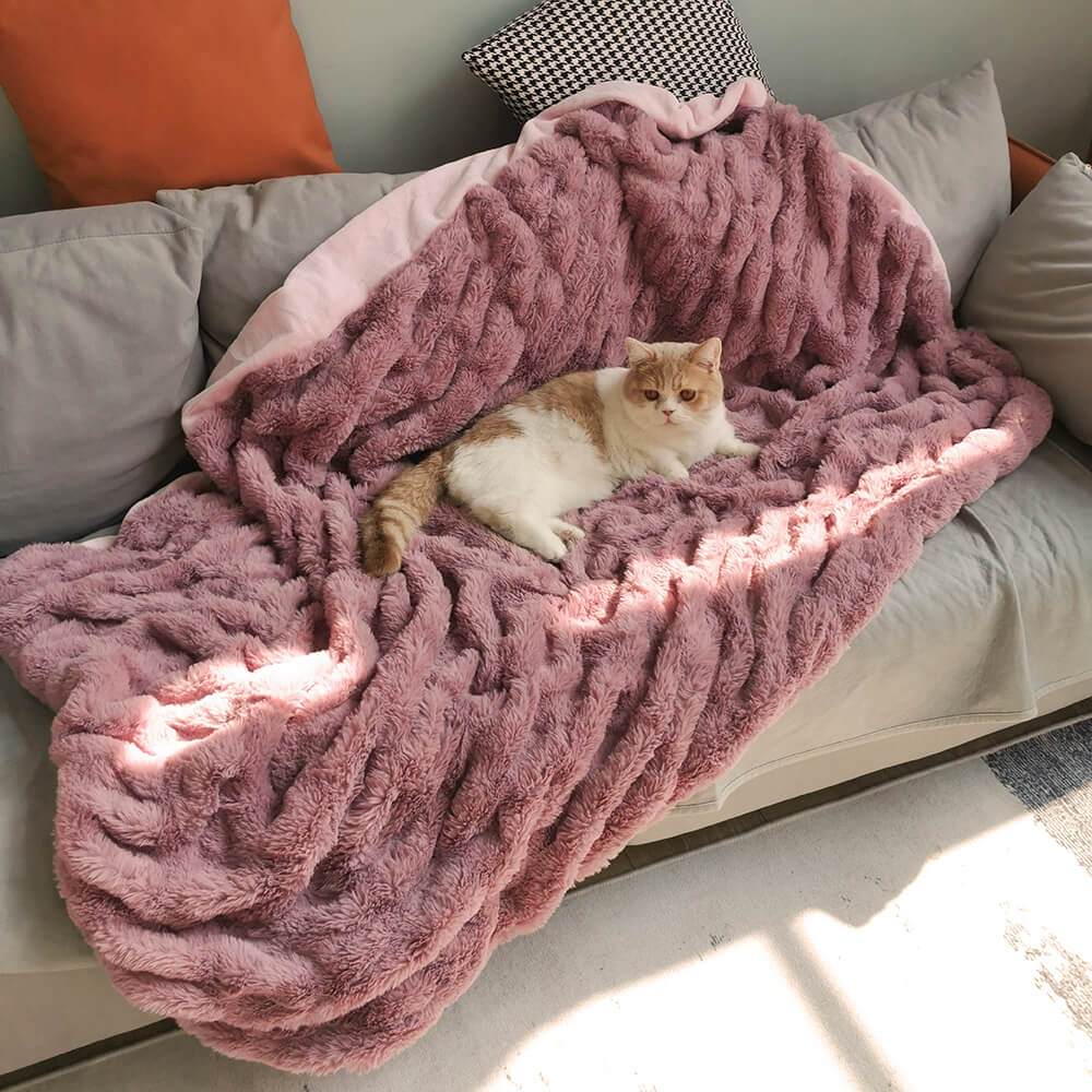 Super Soft Faux Fur & Velvet Luxury Pet Throw Blanket Human Blanket