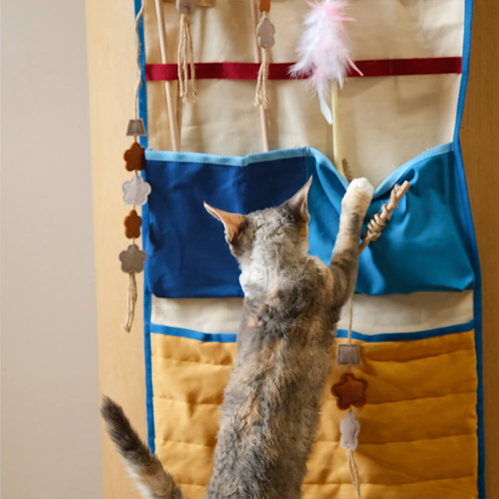 Wall-Mounted Multi-Pocket Cat Toy Storage Bag