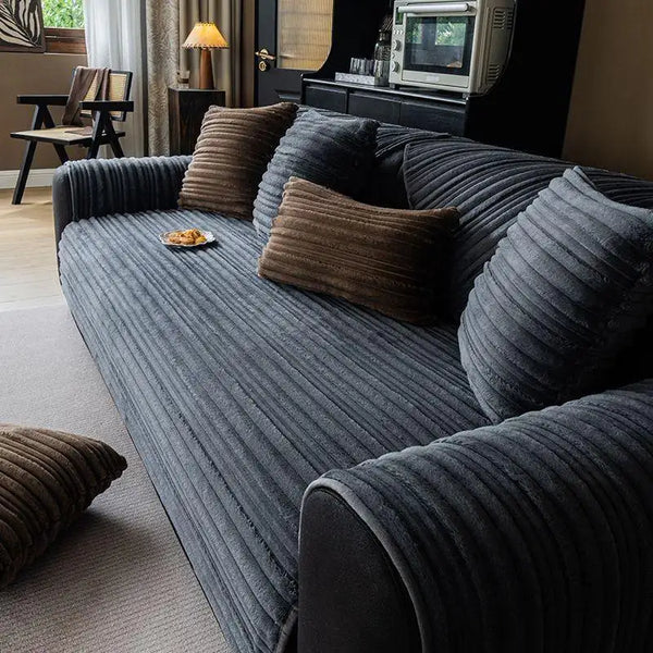 Chenille Art Corrugated Breatable No-Slip Couch Cover Coach