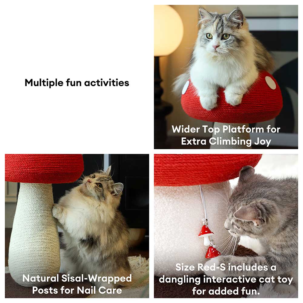Handcrafted Mushroom-Shaped Natural Sisal Scratching Post for Large Cats