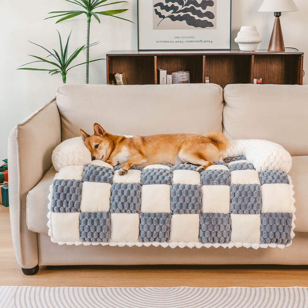 Tapis pour chien protecteur de canapé confortable à carreaux - SnugPad