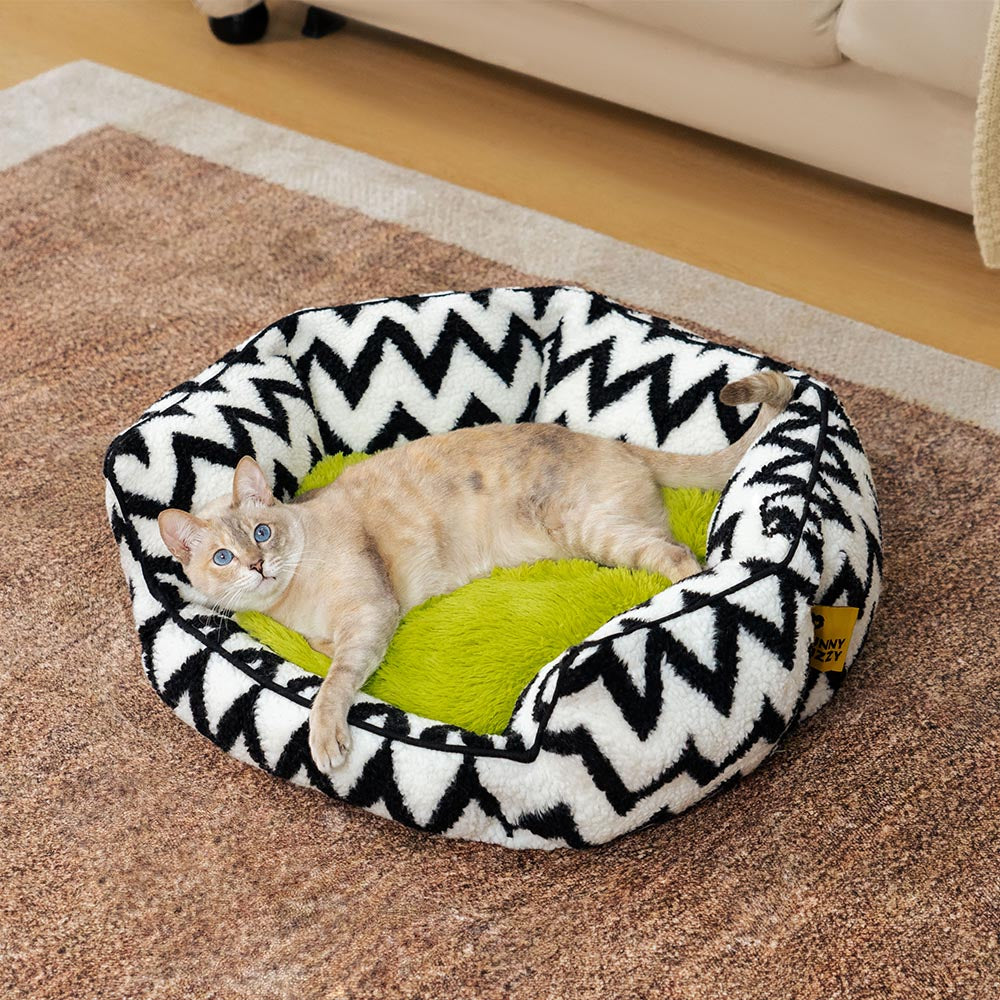 Plush Retreat Chevron Cat Bed-The Warm Hugger