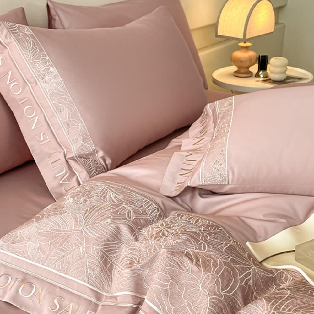 Premium Egyptian Cotton Embroidered Skin-Friendly Bed Sheet Set