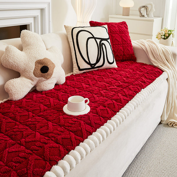 Cubierta de sofá anti-deslizamiento de muebles cuadrados a cuadros suaves suaves