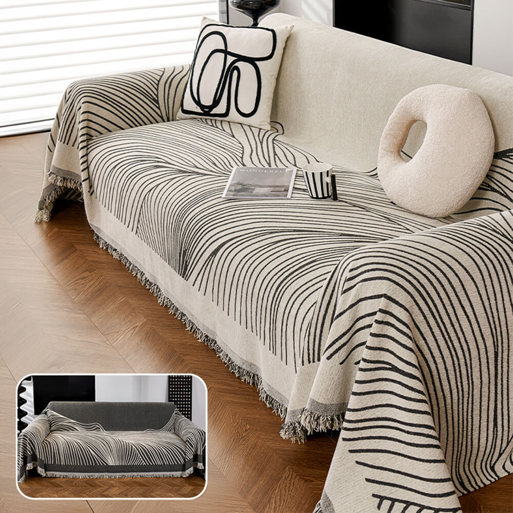 Minimalist Chenille Reversible Cat-Scratch Resistant Non-Slip Couch Cover