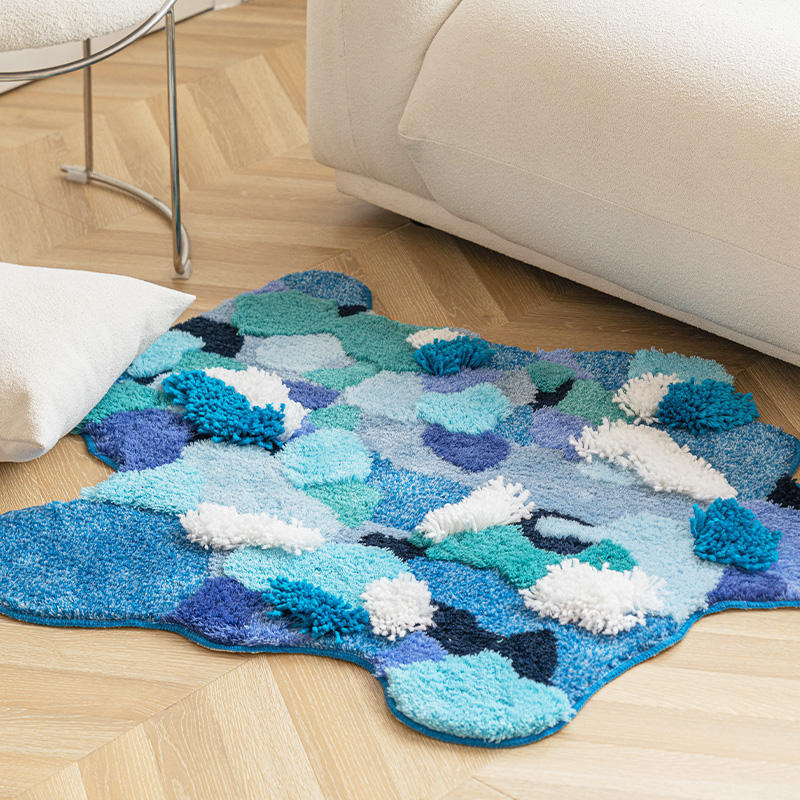 Tapis de mousse floqué forestier, tapis de sol irrégulier pour animaux de compagnie