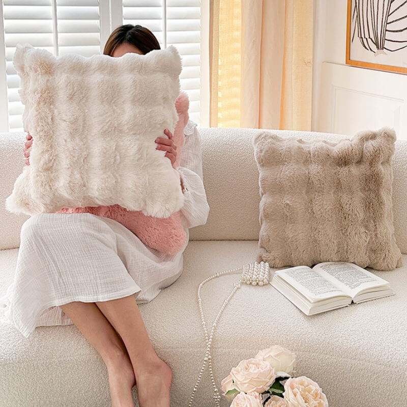 Soft Reversible Plush Sofa Pillow