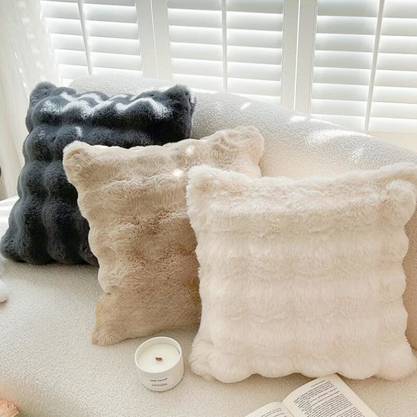 Almohada de sofá de felpa reversible suave