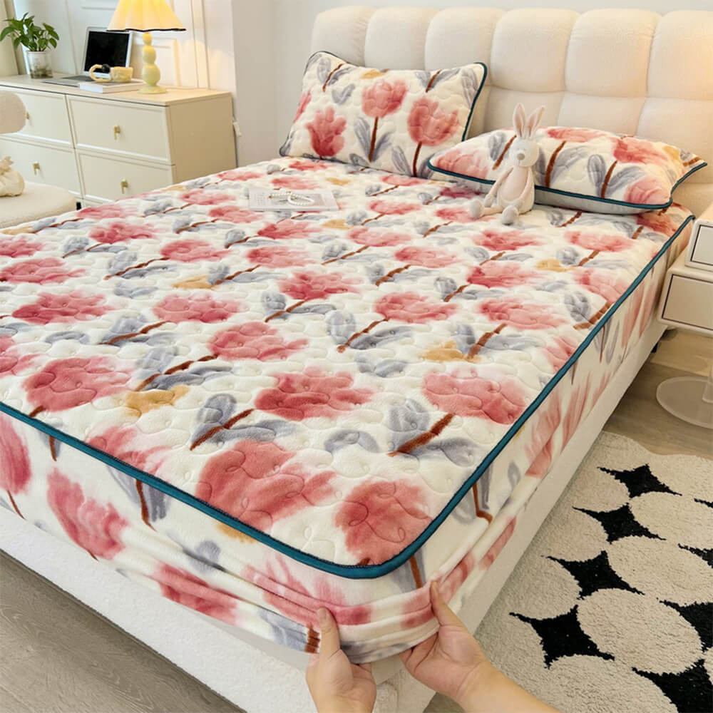 Static-Free Multicolor Fitted Sheet Mattress Cover