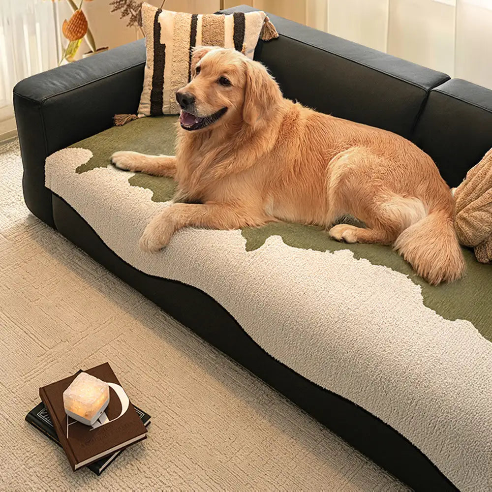 Stylish Irregular Contrast Chenille Scratch-Resistant Non-Slip Couch Cover