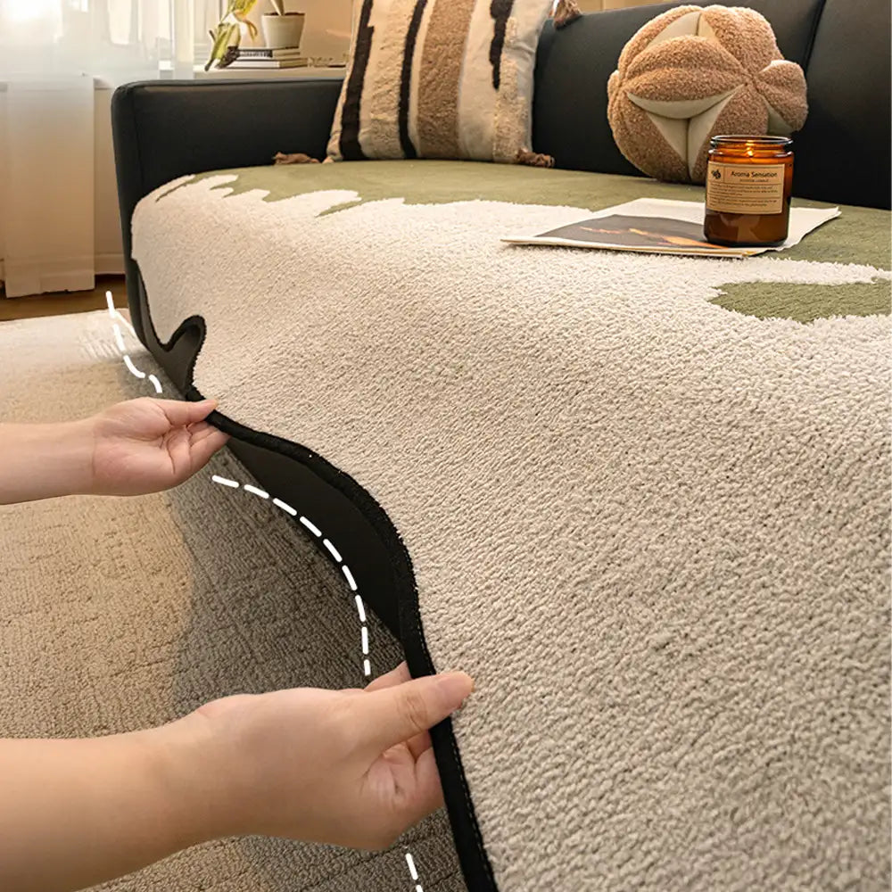 Stylish Irregular Contrast Chenille Scratch-Resistant Non-Slip Couch Cover
